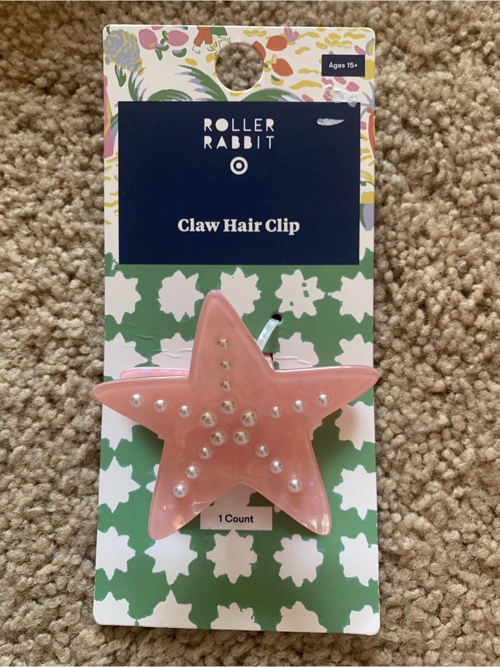 Roller Rabbit x Target Pink Starfish Claw Hair Clip with Pearl Accents